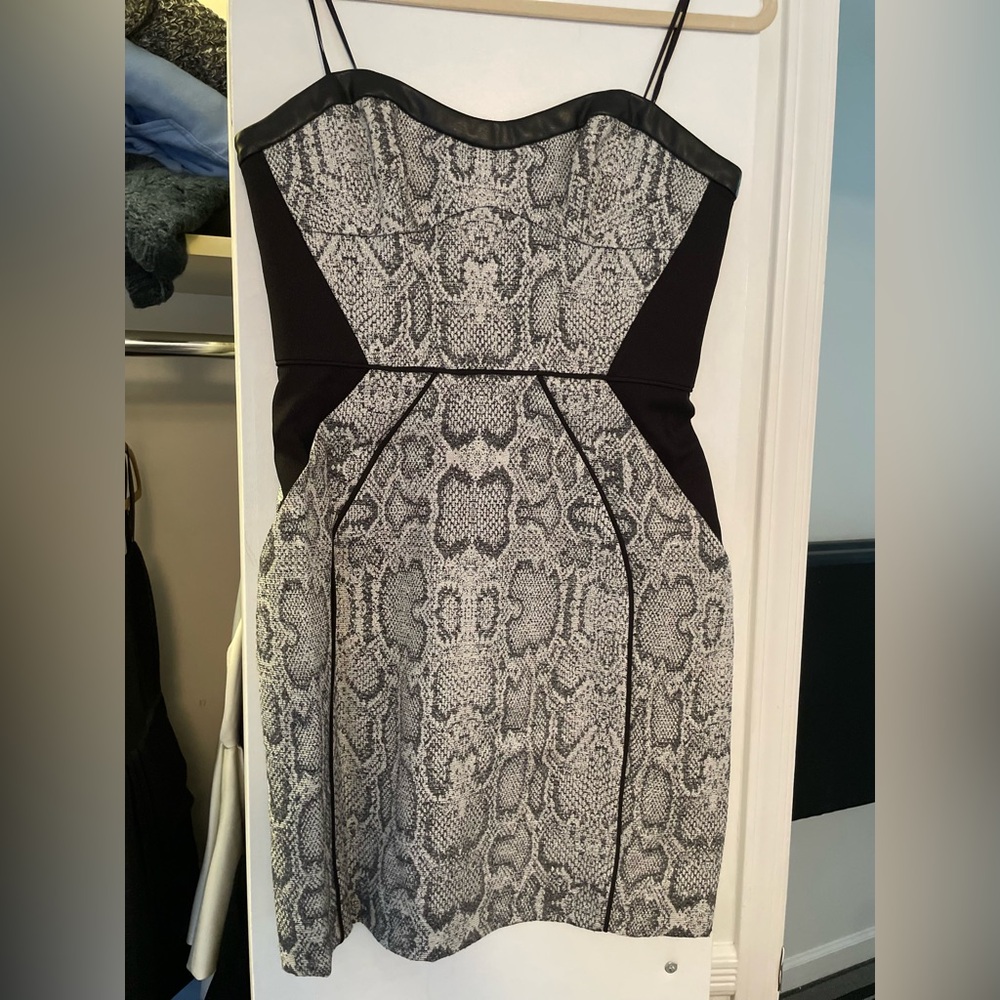 ABS pantheon silver black cocktail dress size small
